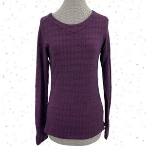 Ibex Merino Wool Dark Purple Base Layer Long Sleeve T Nordic Sweater Top Size M